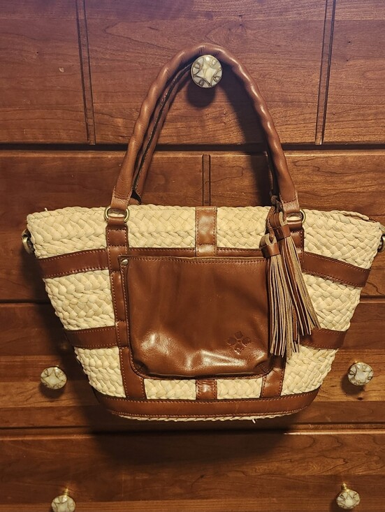 Patricia Nash Handbags - Patricia Nash Leather & Straw Woven Tote Purse EUC